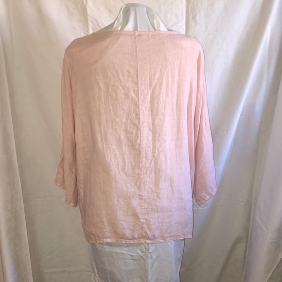Blush Pink Linen Women's Top xl - Picture 3 of 5